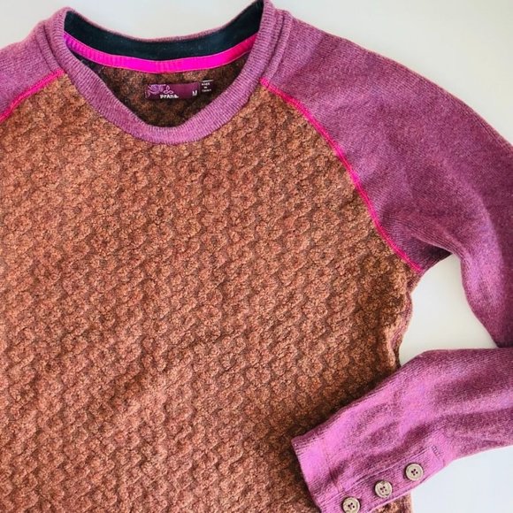 Prana Sweaters - Prana Aya Orange & Purple Wool Base Layer Pullover Sweater